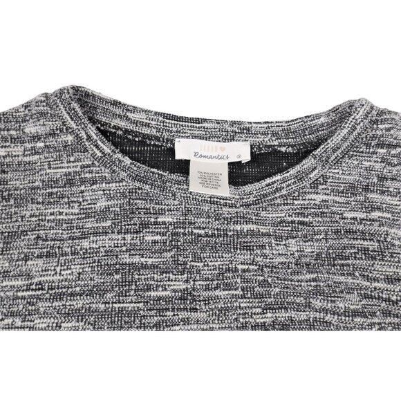 Urban Romantics Women's Knit Top Bell Sleeve Black White Fleck size Small JH972 - Picture 2 of 4